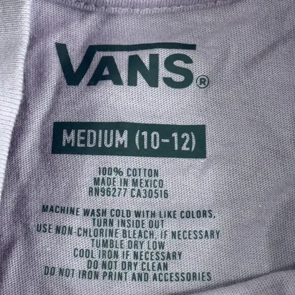 Vans Women's Crop Top T-Shirt Lavender Casual Logo Tee Size Medium Fairycore - Picture 9 of 12
